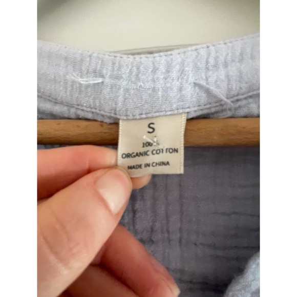 Organic Cotton Gauze Light Blue Blouse with Tie Detail - Picture 2 of 7